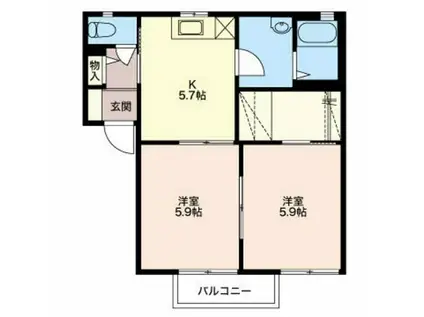 メゾンリュミエール(2K/1階)の間取り写真