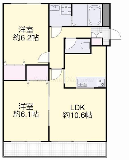 アーバンコート今(2LDK/3階)の間取り写真