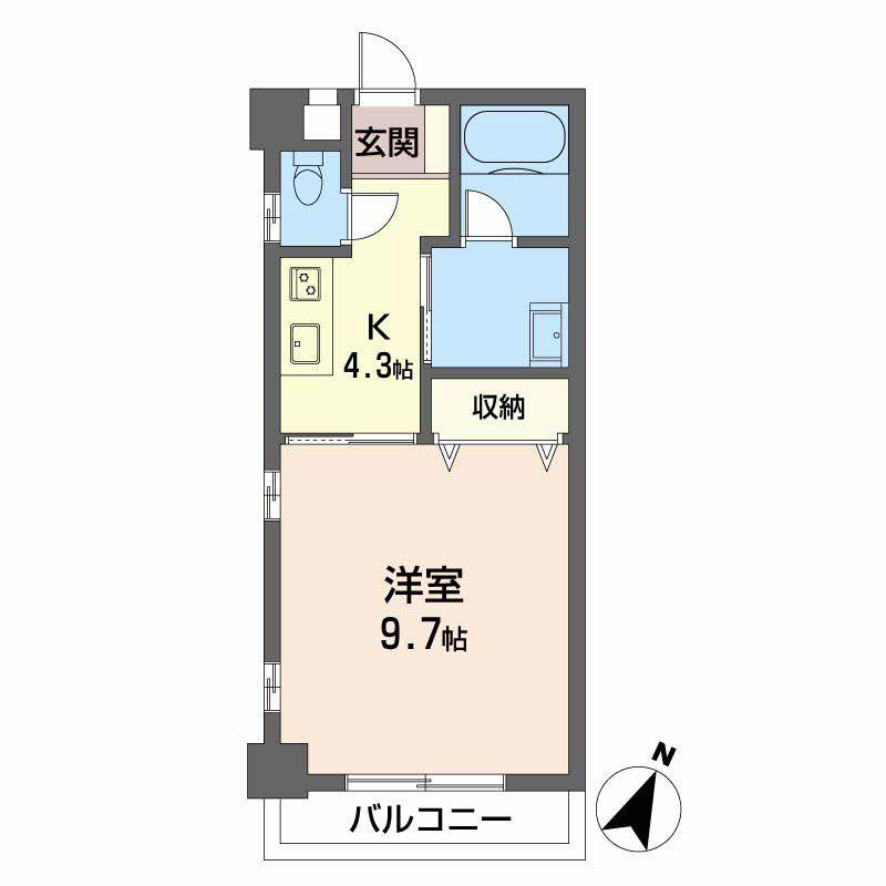 レーベンスクエア(1K/4階)の間取り写真