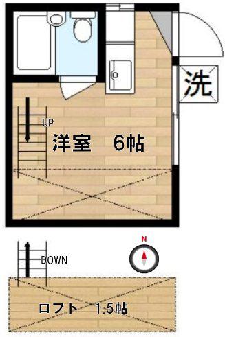 小倉ハイツ(ワンルーム/2階)の間取り写真