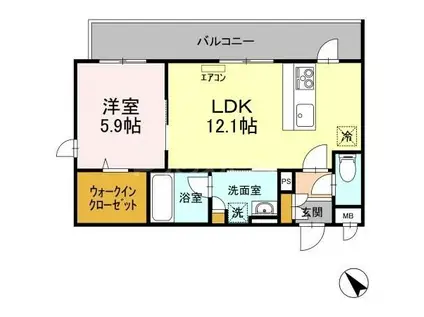 インフィニット カンワ(1LDK/4階)の間取り写真