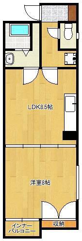I.T浅生BLD(1LDK/3階)の間取り写真