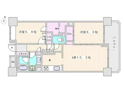 駒込パークハウス(2LDK/3階)の間取り写真