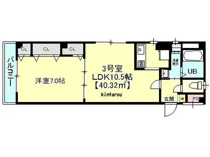 ノーブルステージ神明町(1LDK/3階)の間取り写真