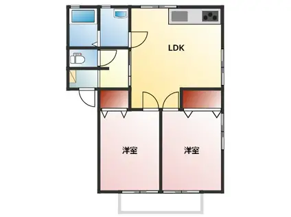 アクティブシティ高屋C(2LDK/1階)の間取り写真