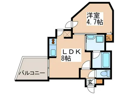 クラッセ円山ウエスト(1LDK/4階)の間取り写真