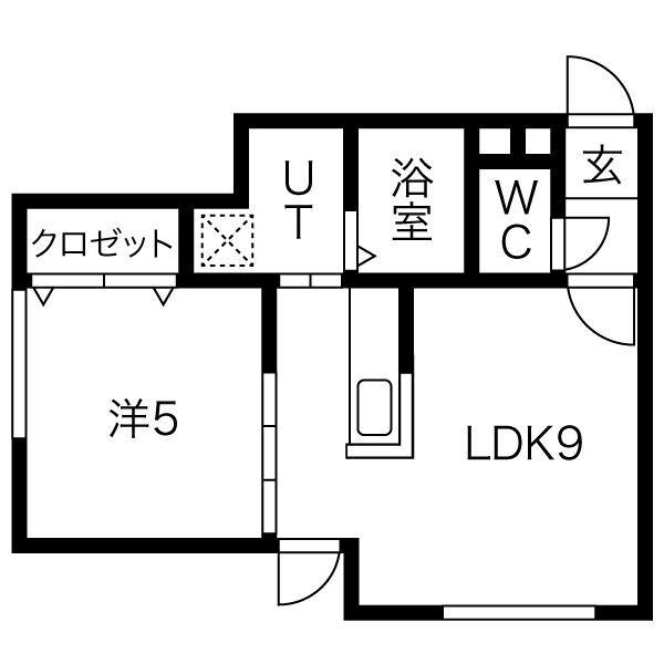 アンデス富岡 FLOR(1LDK/2階)の間取り写真