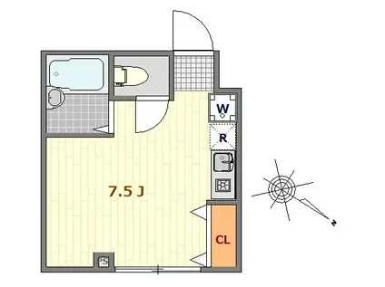アリエスビル(ワンルーム/3階)の間取り写真