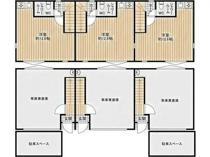 門真市小路町ガレージハウス(ワンルーム/1階)の間取り写真