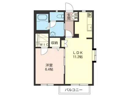 ROSSO BIANCO(1LDK/2階)の間取り写真