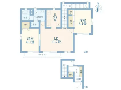 旗の台3丁目・アパート(2LDK/2階)の間取り写真