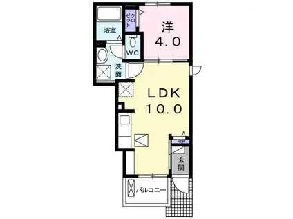カーサグランデ八丁台(1LDK/1階)の間取り写真