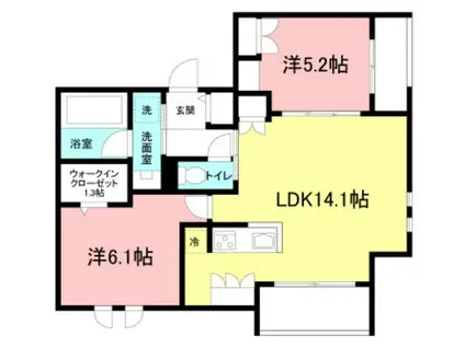 NOBLE RYUSEN(2LDK/2階)の間取り写真