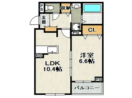レイアフォレストIII(1LDK/2階)の間取り写真