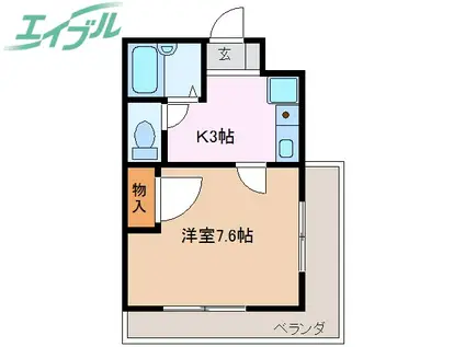 プルーリオン98(1K/3階)の間取り写真