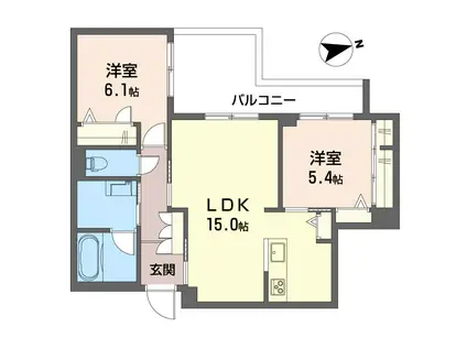 グリナージュ リリア(2LDK/1階)の間取り写真