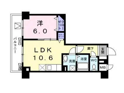 菊水レジデンス綱島ワン(1LDK/4階)の間取り写真