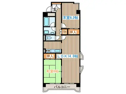 レックス本郷通(2LDK/2階)の間取り写真