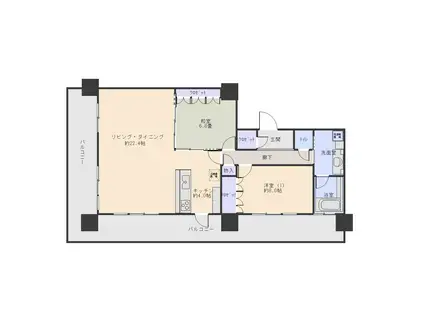 マークス・ザ・タワー清水(2LDK/23階)の間取り写真