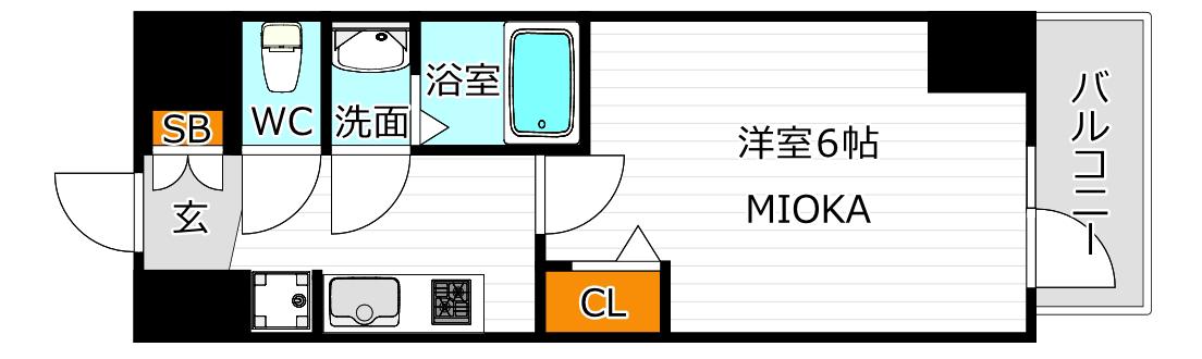 プレサンス天王寺勝山(1K/6階)の間取り写真