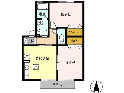 デルニエII B(2DK/1階)の間取り写真