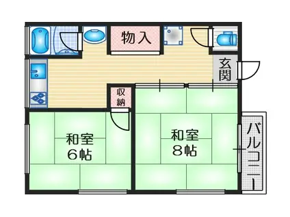 COLINA尺谷(2K/1階)の間取り写真