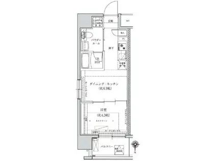 VERXEED綾瀬DUER(1DK/4階)の間取り写真