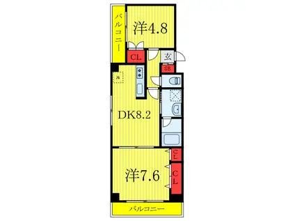 市両マンション(2DK/2階)の間取り写真