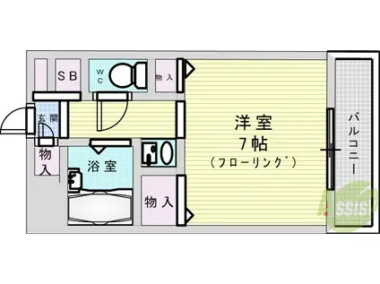 ベルビューレ千里山壱番館(1K/2階)の間取り写真