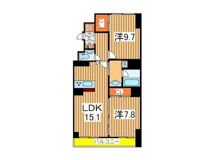 T S GARDEN北柏 2号棟(2LDK/7階)の間取り写真