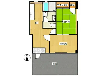 山野井ハイツ(2DK/1階)の間取り写真