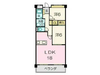 バンブー竹谷(2LDK/3階)の間取り写真