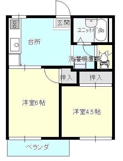 アメニティ大門B棟(2K/2階)の間取り写真