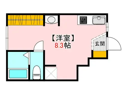 ポルトボヌール府中弐番館(ワンルーム/1階)の間取り写真