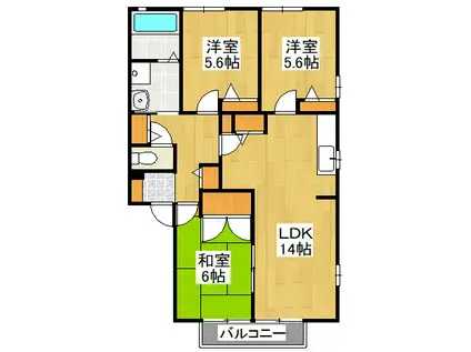 ディアス玉高通(3LDK/1階)の間取り写真