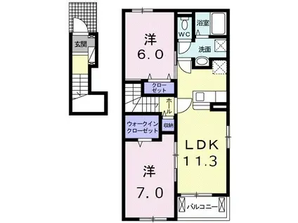 シエーネ(2LDK/2階)の間取り写真