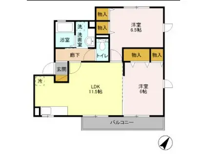 ラピュタK(2LDK/2階)の間取り写真