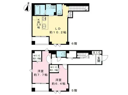HY HILLS川越(2SLDK/5階)の間取り写真