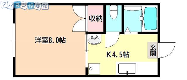 プレジール弥生(1K/2階)の間取り写真