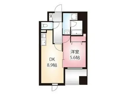 ディアコート白川(1DK/8階)の間取り写真