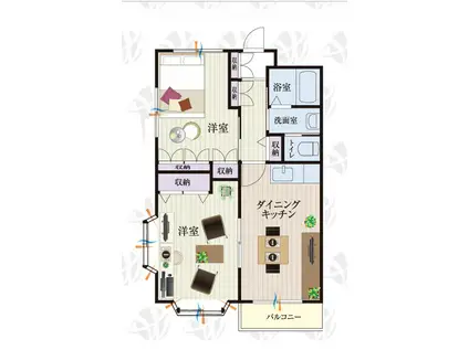 BCASA狭山ヶ丘IIRE-BORN(2DK/1階)の間取り写真