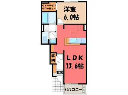 サニーコーラルI(1LDK/1階)の間取り写真