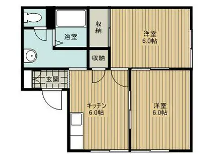 メゾン春日部(2DK/1階)の間取り写真
