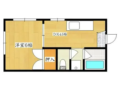 コーポ板垣(1DK/1階)の間取り写真