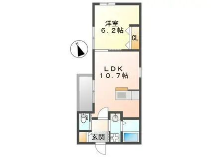 サニーウェル新川崎II(1LDK/1階)の間取り写真