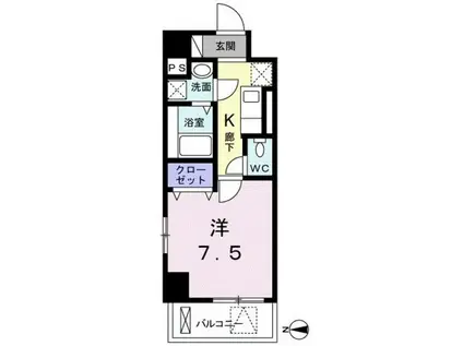 ル・カトレヤ(1K/3階)の間取り写真