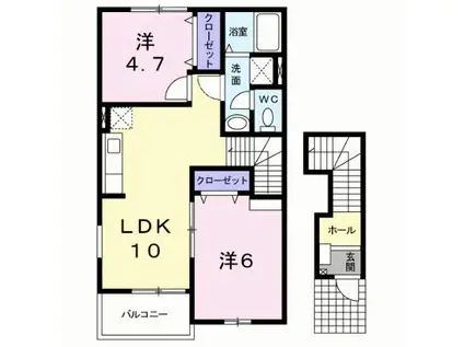 エスポワール II(2LDK/2階)の間取り写真