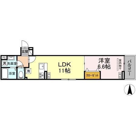 セレスティア南花畑IV(1LDK/2階)の間取り写真