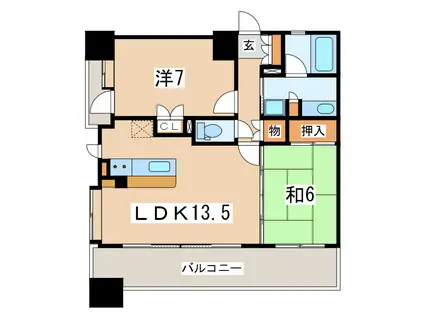 グリーンウッド郡山(2LDK/4階)の間取り写真