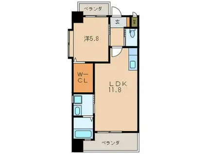 ギャラン竪町(1LDK/8階)の間取り写真